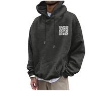 Felpa con cappuccio da uomo, divertente felpa con cappuccio per uomo, funny fu qr code, con cappuccio e cerniera, per sport, grande hip hop, #12, XXL