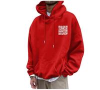 Felpa con cappuccio da uomo, divertente felpa con cappuccio per uomo, funny fu qr code, con cappuccio e cerniera, per sport, grande hip hop, #13, 3XL