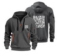 Felpa con cappuccio da uomo, divertente felpa con cappuccio per uomo, funny fu qr code, con cappuccio e cerniera, per sport, grande hip hop, #26, XXL