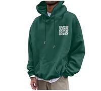 Felpa con cappuccio da uomo, divertente felpa con cappuccio per uomo, funny fu qr code, con cappuccio e cerniera, per sport, grande hip hop, #14, XL