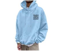 Felpa con cappuccio da uomo, divertente felpa con cappuccio per uomo, funny fu qr code, con cappuccio e cerniera, per sport, grande hip hop, #19, XL