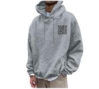 Felpa con cappuccio da uomo, divertente felpa con cappuccio per uomo, funny fu qr code, con cappuccio e cerniera, per sport, grande hip hop, #17, L