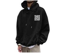 Felpa con cappuccio da uomo, divertente felpa con cappuccio per uomo, funny fu qr code, con cappuccio e cerniera, per sport, grande hip hop, #11, 3XL
