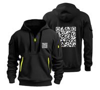 Felpa con cappuccio da uomo, divertente felpa con cappuccio per uomo, funny fu qr code, con cappuccio e cerniera, per sport, grande hip hop, #25, M