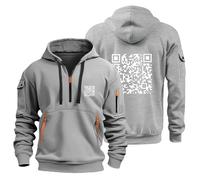 Felpa con cappuccio da uomo, divertente felpa con cappuccio per uomo, funny fu qr code, con cappuccio e cerniera, per sport, grande hip hop, #31, L