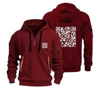 Felpa con cappuccio da uomo, divertente felpa con cappuccio per uomo, funny fu qr code, con cappuccio e cerniera, per sport, grande hip hop, #28, XL