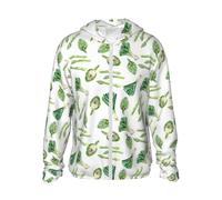 Felpa con cappuccio da uomo e donna con zip - Cipolle verdi asparagi a maniche lunghe per uomo e donna con tasche, Nero , L