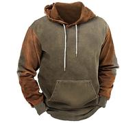 Felpa con cappuccio da uomo, felpa con cappuccio a blocchi di colore, felpe classiche a maniche lunghe, felpa con cappuccio casual con coulisse, comoda felpa con cappuccio per tutti i giorni con toppe