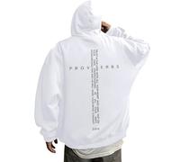 Felpa con cappuccio da uomo, felpa, grafica retrò, maglione con cappuccio vers, abbigliamento ispiratore, abbigliamento casual, perfetto per i credenti, bianco, XXL