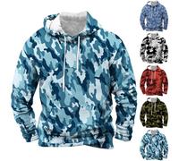 Felpa con cappuccio da uomo foderata in pile con cappuccio mimetico retrò con stampa mimetica casual patchwork top a maniche lunghe felpa con cappuccio vestibilità regolare top caldo con tasca a