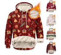 Felpa con cappuccio da uomo foderata in pile da uomo con cappuccio natalizia isolata con cappuccio invernale pesante felpa con cappuccio festival felpa con coulisse pullover termico per uomo slim fit