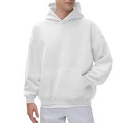 Felpa con cappuccio da uomo in misto cotone, leggera, con tasche, casual, a maniche lunghe, per streetwear (S-XXXXXL), bianco, M