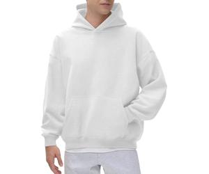 Felpa con cappuccio da uomo in misto cotone, leggera, con tasche, casual, a maniche lunghe, per streetwear (S-XXXXXL), bianco, M