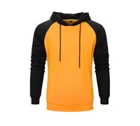 Felpa con cappuccio da uomo in pile, casual, con cappuccio, patchwork, con tasca a marsupio, morbida e confortevole, con cappuccio da lavoro, a maniche lunghe, con coulisse, top casual, Giallo, L