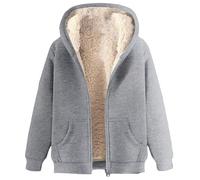 Felpa con cappuccio da uomo in pile con zip intera, giacca invernale calda in pile Sherpa, con maniche lunghe, felpa con cappuccio con tasche, morbida e comoda, abbigliamento casual, Grigio, XL