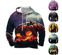 Felpa con cappuccio da uomo in pile da uomo costumi di Halloween per adulti spaventoso pullover a maniche lunghe con coulisse felpe oversize maglione con cappuccio comodo stampato abbigliamento da
