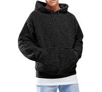 Felpa con cappuccio da uomo in sherpa con tasca frontale | Maniche lunghe, cappuccio con coulisse, abbigliamento invernale, stile sportivo, diversi colori