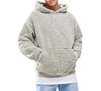 Felpa con cappuccio da uomo in sherpa con tasca frontale | Maniche lunghe, cappuccio con coulisse, abbigliamento invernale, stile sportivo, diversi colori