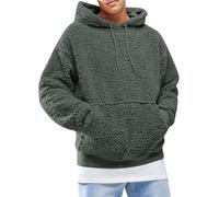 Felpa con cappuccio da uomo in sherpa con tasca frontale | Maniche lunghe, cappuccio con coulisse, abbigliamento invernale, stile sportivo, diversi colori