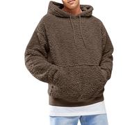 Felpa con cappuccio da uomo in sherpa con tasca frontale | Maniche lunghe, cappuccio con coulisse, abbigliamento invernale, stile sportivo, diversi colori