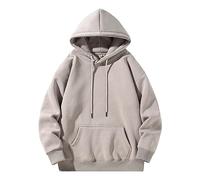 Felpa con cappuccio da uomo in tinta unita, con cappuccio, in pile, morbida e confortevole, vestibilità regolare, classica, per attività all'aperto, felpa con cappuccio da uomo, Grigio, M
