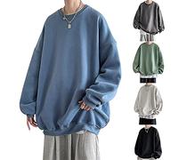 Felpa con cappuccio da uomo in tinta unita, vestibilità ampia, con tasche e coulisse, ultra morbida, a maniche lunghe, casual, per autunno e inverno, calda felpa con cappuccio, Blu, 5X-Large