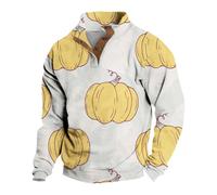 Felpa con cappuccio da uomo Jack O Lantern con cerniera a 1/4 maglione da uomo a tema natalizio felpa a maniche lunghe con toppe ai gomiti maglioni invernali maglioni spessi maglioni larghi maglioni