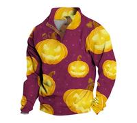 Felpa con cappuccio da uomo Jack O Lantern con cerniera a 1/4 maglione da uomo a tema natalizio felpa a maniche lunghe con toppe ai gomiti maglioni invernali maglioni spessi maglioni larghi maglioni