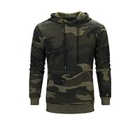 Felpa con cappuccio da uomo, mimetica, con cappuccio, in cotone, taglia piena, di alta qualità e molto morbida, mimetica, colore cachi, blu cielo, verde militare, verde militare, Verde militare., M