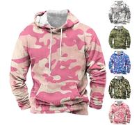Felpa con cappuccio da uomo mimetica oversize casual mimetica felpa con cappuccio comoda felpa in pile alla moda tinta unita con cappuccio a maniche lunghe con cappuccio patchwork top con tasche, AG
