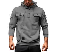 Felpa con cappuccio da uomo multi tasche all'aperto da uomo con bottone intelligente casual felpa con cappuccio atletica pullover con cappuccio leggero con cappuccio invernale calda felpa tinta unita