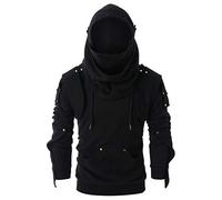 Felpa con cappuccio da uomo nero vintage con cappuccio autunno inverno felpa con cappuccio Cyberpunk felpa felpa con cappuccio a maniche lunghe streetwear moda motociclista felpa con cappuccio giacca