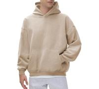 Felpa con cappuccio da uomo, oversize, con cappuccio, da uomo, grigio, tinta unita, in pile leggero, con cappuccio, per autunno e inverno, con cappuccio, in tessuto pesante, comoda maglietta sportiva