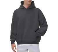 Felpa con cappuccio da uomo, oversize, con cappuccio, da uomo, grigio, tinta unita, in pile leggero, con cappuccio, per autunno e inverno, con cappuccio, in tessuto pesante, comoda maglietta sportiva
