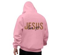 Felpa con cappuccio da uomo, oversize, con scritta "Gesù a tema", a maniche lunghe, per il tempo libero, per lo sport, comoda e alla moda, per autunno e inverno, O rosa., XXL