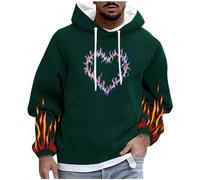 Felpa con cappuccio da uomo, oversize, gotico, punk, con cappuccio, Y2K, motivo a cuore, con cappuccio, per primavera, autunno, con cappuccio, taglie forti, a maniche lunghe, per Halloween, festival