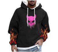 Felpa con cappuccio da uomo, oversize, gotico, punk, con cappuccio, Y2K, stampa demone, felpa con cappuccio, primavera, autunno, felpa con cappuccio, taglie forti, a maniche lunghe, per Halloween