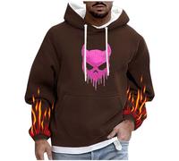 Felpa con cappuccio da uomo, oversize, gotico, punk, con cappuccio, Y2K, stampa demone, felpa con cappuccio, primavera, autunno, felpa con cappuccio, taglie forti, a maniche lunghe, per Halloween
