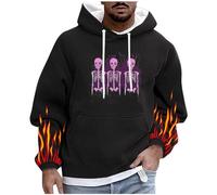 Felpa con cappuccio da uomo, oversize, gotico, punk, con cappuccio, Y2K, stampa scheletrico, felpa con cappuccio, primavera, autunno, felpa con cappuccio, taglie forti, a maniche lunghe, per Halloween