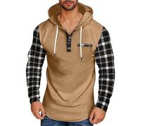 Felpa con cappuccio da uomo patchwork mezza zip maglione con cappuccio a quadri a maniche lunghe felpa tattica con coulisse morbida e comoda felpa in pile da allenamento felpe militari da uomo Uk