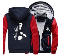 Felpa con Cappuccio da Uomo per Bruce Lee Felpa con Cappuccio Stampa Casual Cerniera Calda Felpa per Adolescenti Cuciture Manica Lunga Cappotto Primavera Autunno Top con Tasche,C-L