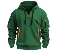 Felpa con cappuccio da uomo per caccia, felpa da uomo con cappuccio a maglia grossa, comoda felpa con scollo rotondo, con cappuccio, cappotti spessi, tinta unita, trench, verde, m