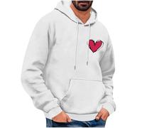 Felpa con Cappuccio da Uomo per San Valentino Felpa con Stampa a Cuore Pullover Comoda Casual Top Morbido Confortevole Elegante Felpa Casual da Casa Adatto per Allenamento Tutti I Giorni