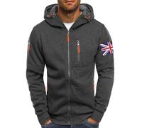 Felpa con cappuccio da uomo, semplice, con cappuccio, vestibilità normale, da jogging, con tasche con cerniera, elasticizzata, da uomo, per attività all'aperto, casual, adatta per ogni occasione