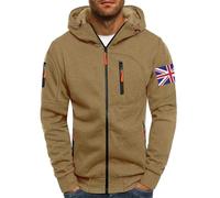 Felpa con cappuccio da uomo, semplice, con cappuccio, vestibilità normale, da jogging, con tasche con cerniera, elasticizzata, da uomo, per attività all'aperto, casual, adatta per ogni occasione