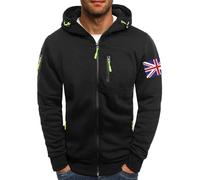 Felpa con cappuccio da uomo, semplice, con cappuccio, vestibilità normale, da jogging, con tasche con cerniera, elasticizzata, da uomo, per attività all'aperto, casual, adatta per ogni occasione, Nero