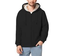 Felpa con cappuccio da uomo, semplice, vestibilità normale, con chiusura lampo, elasticizzata, per lo sport, da jogging, da uomo, per attività all'aperto, casual, adatta per ogni occasione, Nero , L