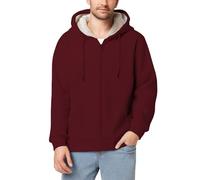 Felpa con cappuccio da uomo, semplice, vestibilità normale, con chiusura lampo, elasticizzata, per lo sport, da jogging, da uomo, per attività all'aperto, casual, adatta per ogni occasione, Vino, 3XL