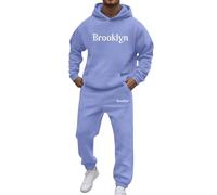 Felpa con cappuccio da uomo Set di eleganti tute da uomo per il tempo libero, vestibilità comoda con stampa a lettera, ideale per l'inverno, si adatta perfettamente alle magliette per un look alla