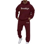Felpa con cappuccio da uomo Set di eleganti tute da uomo per il tempo libero, vestibilità comoda con stampa a lettera, ideale per l'inverno, si adatta perfettamente alle magliette per un look alla